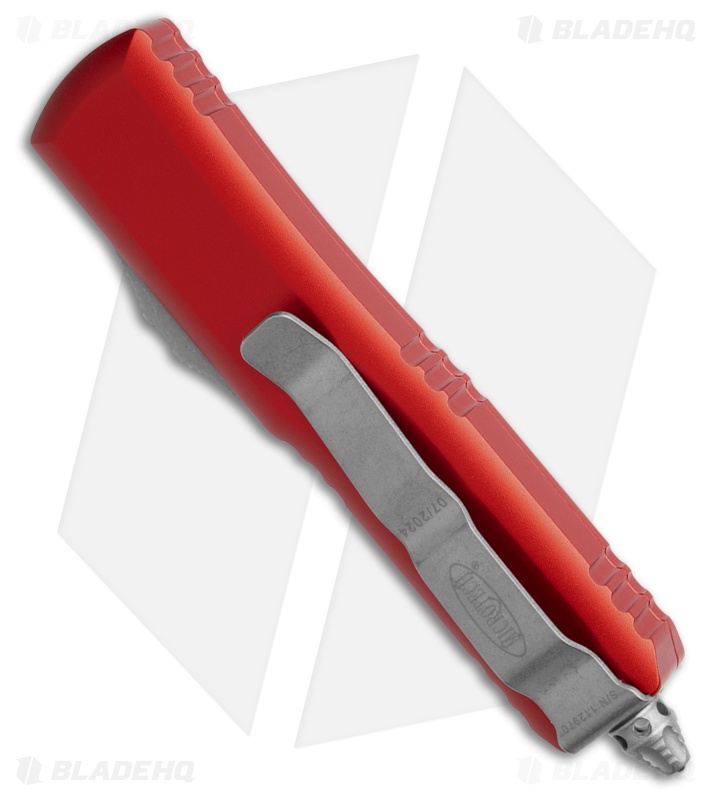 Microtech UTX-85 T/E OTF Automatic Knife Red Aluminum (3.1" AP Serr) 233-11APRD