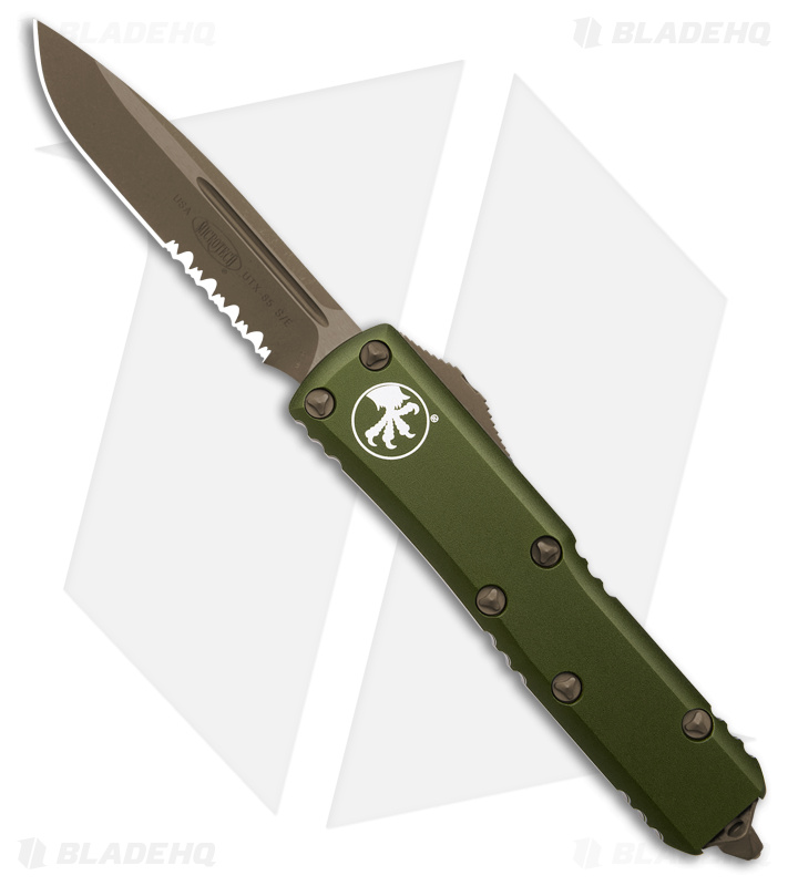Microtech UTX-85 S/E OTF Automatic Knife OD Green (3.125" Bronze Apocalyptic)