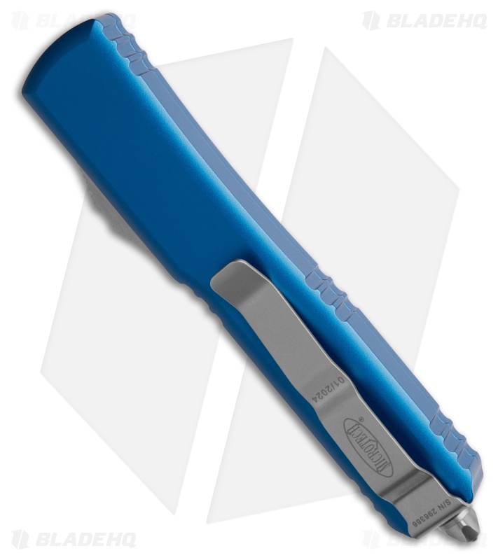 Microtech Ultratech D/E OTF Automatic Knife Blue Aluminum (3.4" Satin Serr)