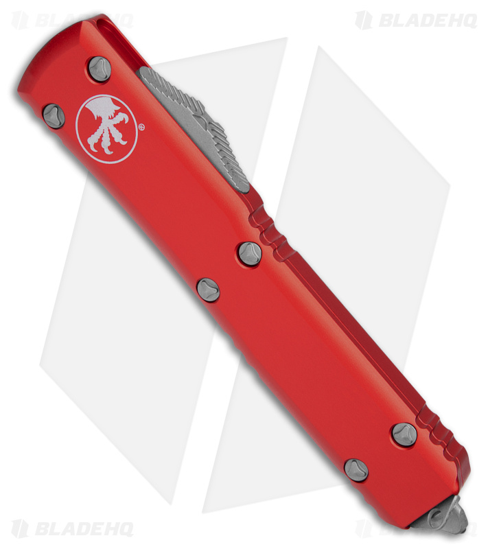 Microtech Ultratech T/E OTF Automatic Knife Red Aluminum (3.4" Satin Full Serr)