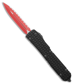 Microtech Ultratech D/E OTF Automatic Knife Tri-Grip Black (3.4" Red Full Serr) 