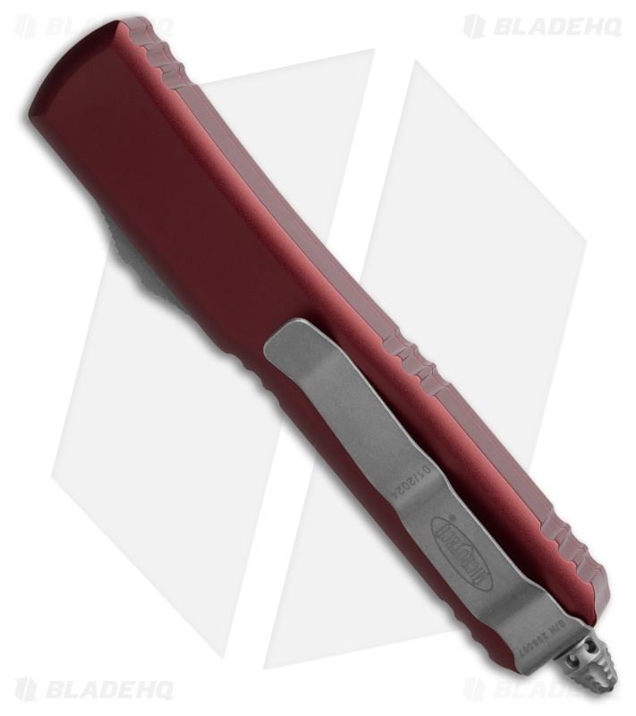 Microtech UTX-85 S/E OTF Knife Merlot Red Al Satin Serr