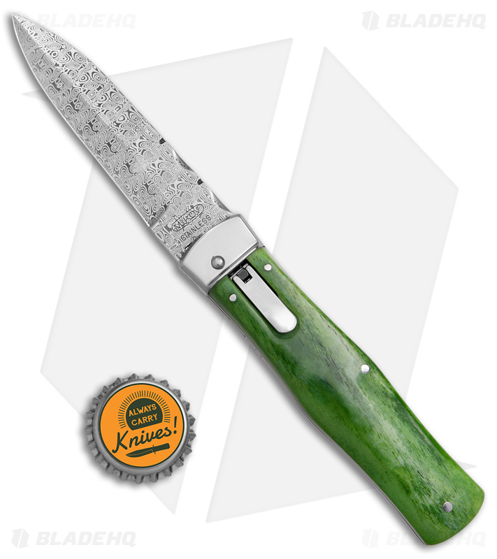 Mikov 241 Predator Auto Knife Camel Bone Damascus- Blade HQ