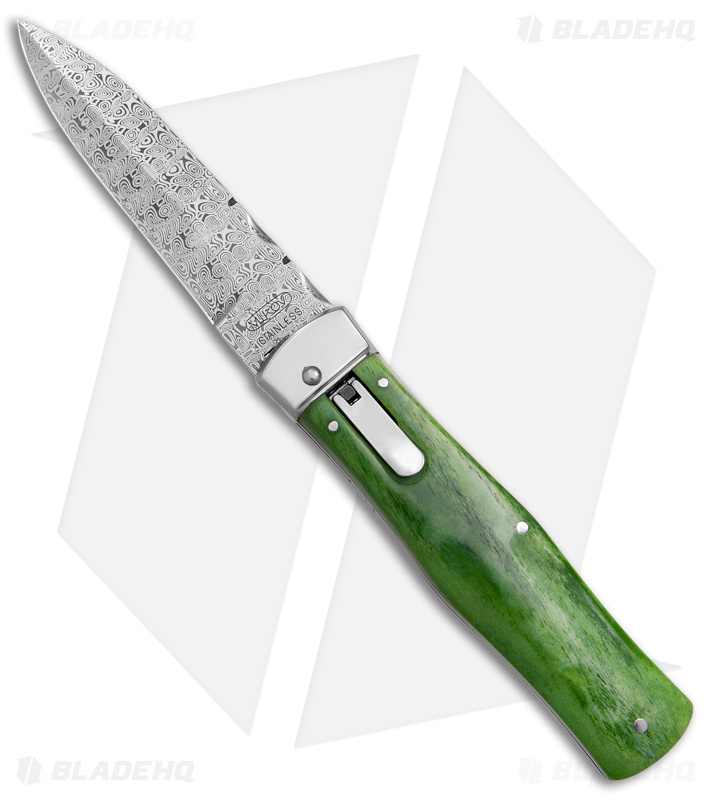 Mikov 241 Predator Auto Knife Camel Bone Damascus- Blade HQ
