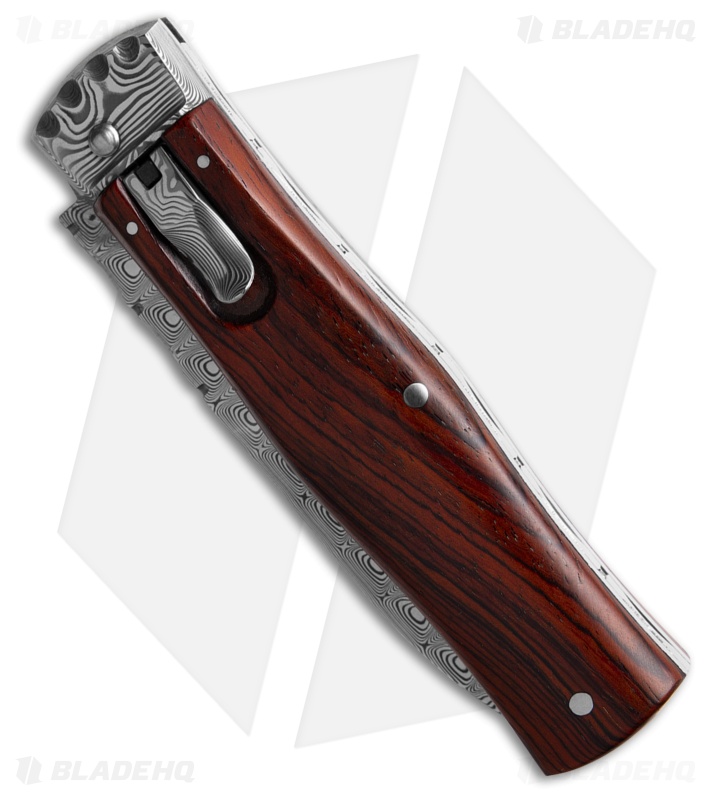 Mikov Jaguar Lever Lock Automatic Knife Cocobolo Damascus