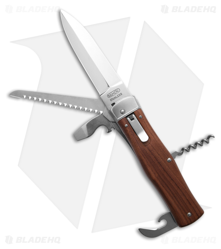 Mikov Predator Multi-Tool Auto Knife Saw Wood (3.75" Polish) 241-ND-5/KP