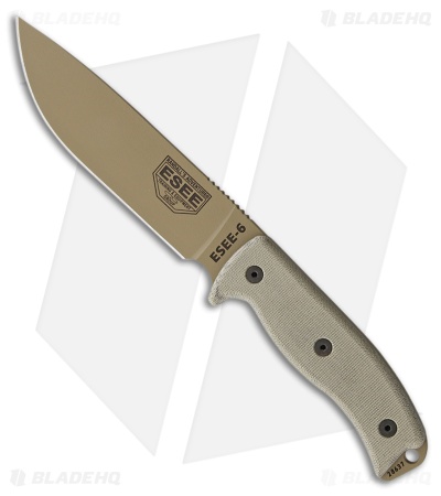 ESEE Knives ESEE-6PDE Fixed Blade Knife OD Green Micarta (6.5" Dark Earth)
