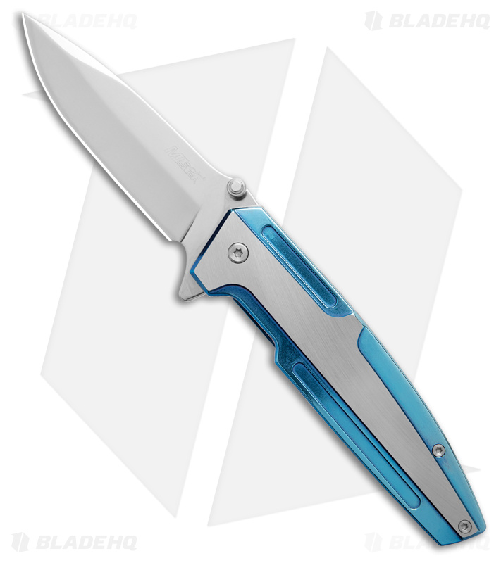 Mtech Tinite Frame Lock Knife Blue/Silver (Satin) - Blade HQ