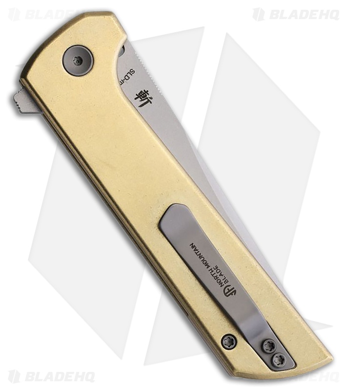 North Mountain Blades Chop 2 Button Lock Knife Bronze Al + Holes (3.4" SAN MAI)