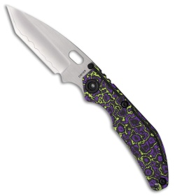 North Mountain Blade BBNM Tanto Frame Lock Knife Purple/Yellow CF (3.5" Satin)