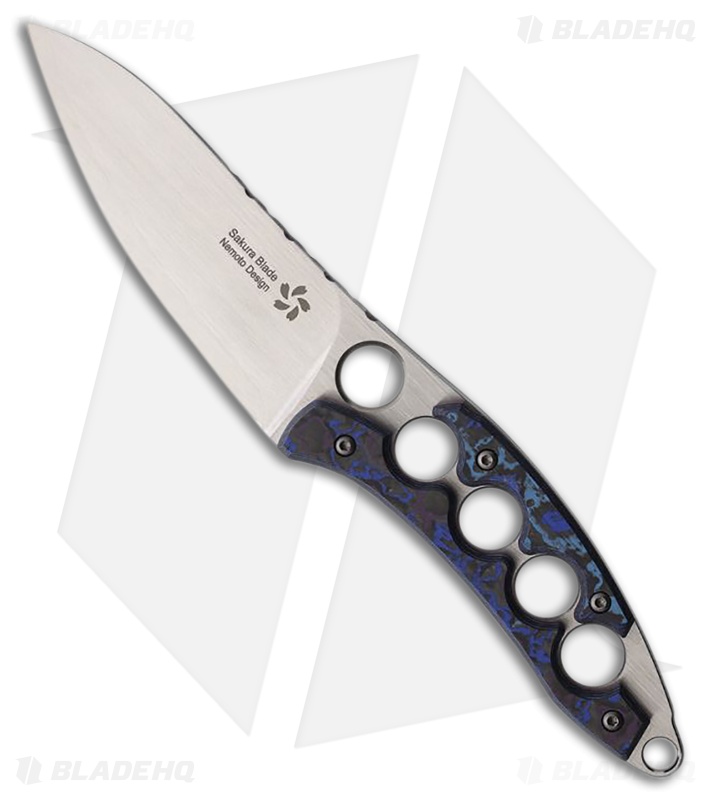 North Mountain Blade Shura Fixed Blade Knife Blue/Black Ceramic CF (3.5" Satin)