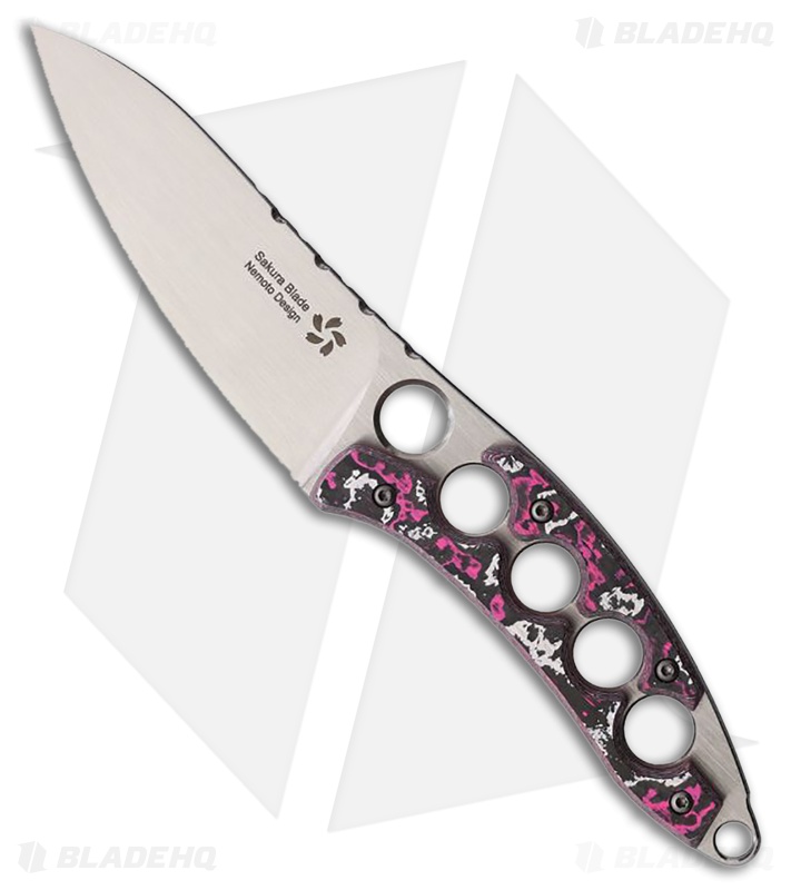 North Mountain Blade Shura Fixed Blade Knife Pink/Black Ceramic CF (3.5" Satin)