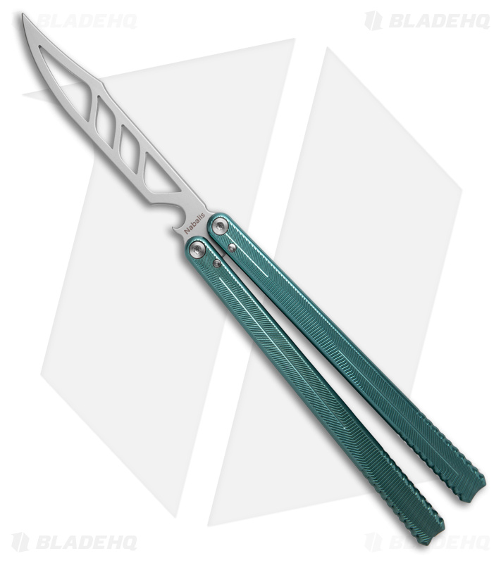 Nabalis Hydra Butterfly Balisong Trainer Knife Green Aluminum (4.25" BB)