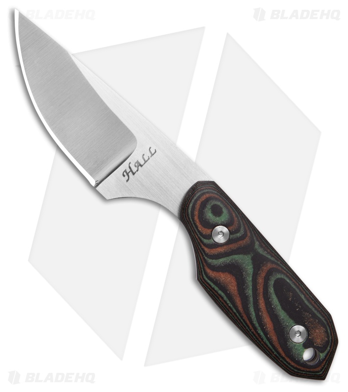 Jeff Hall Custom Neck Knife Camo Wood (1.9" Satin S30V)