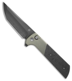 North Mountain Blade Chop 2 Button Lock Knife CF/Gray Al Bolsters (3.4" Black)