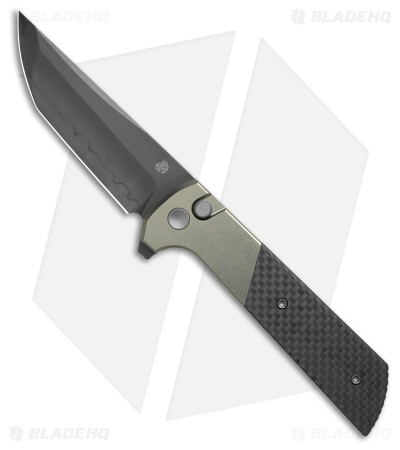 North Mountain Blade Chop 2 Button Lock Knife CF/Gray Al Bolsters (3.4" Black)