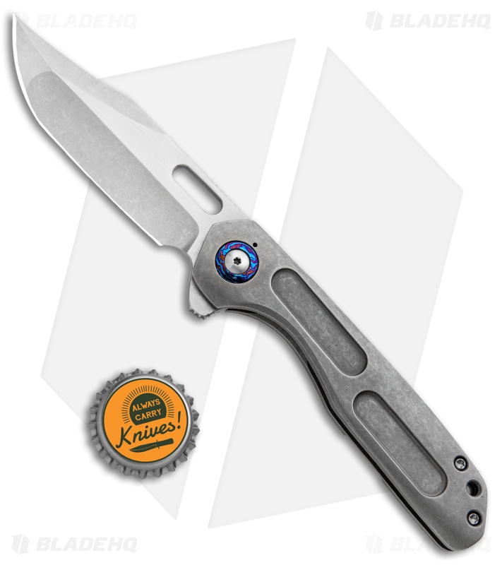 Nova Blades Custom N.U.T. Flipper Knife Titanium (3.5" Satin/Stonewash)