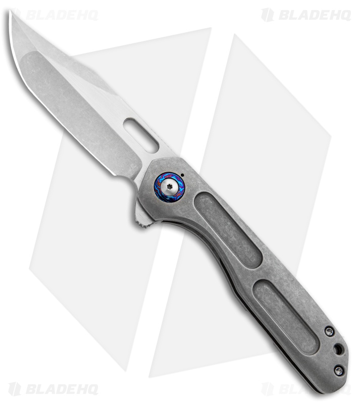 Nova Blades Custom N.U.T. Flipper Knife Titanium (3.5" Satin/Stonewash)