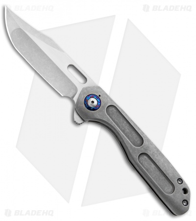 Nova Blades Custom N.U.T. Flipper Knife Titanium (3.5" Satin/Stonewash)