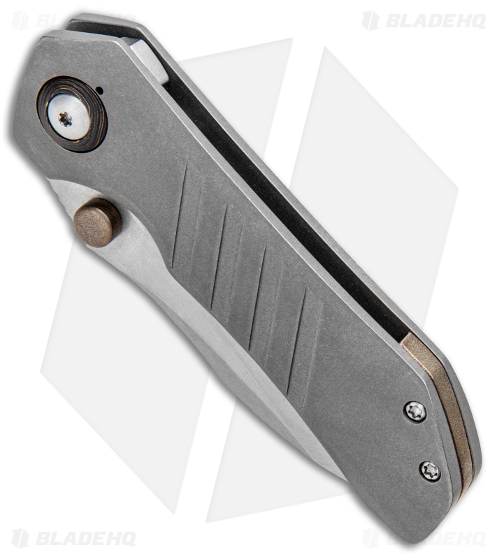 Nova Blades One Off Frame Lock Knife Ti (2.6" Satin) Cmascus Pivot Collars