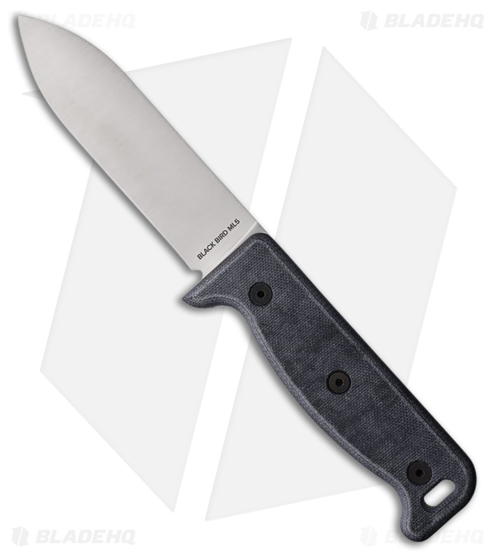 Ontario Black Bird ML5 Fixed Blade Blue Canvas Micarta (5.00" Satin) 