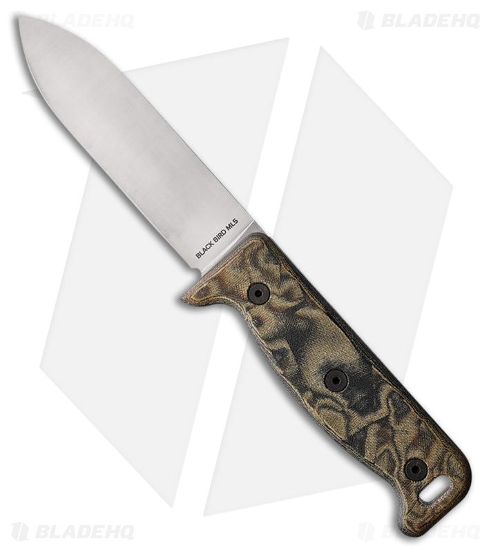 Ontario Black Bird ML5 Fixed Blade Camo Canvas Micarta (5.00" Satin)