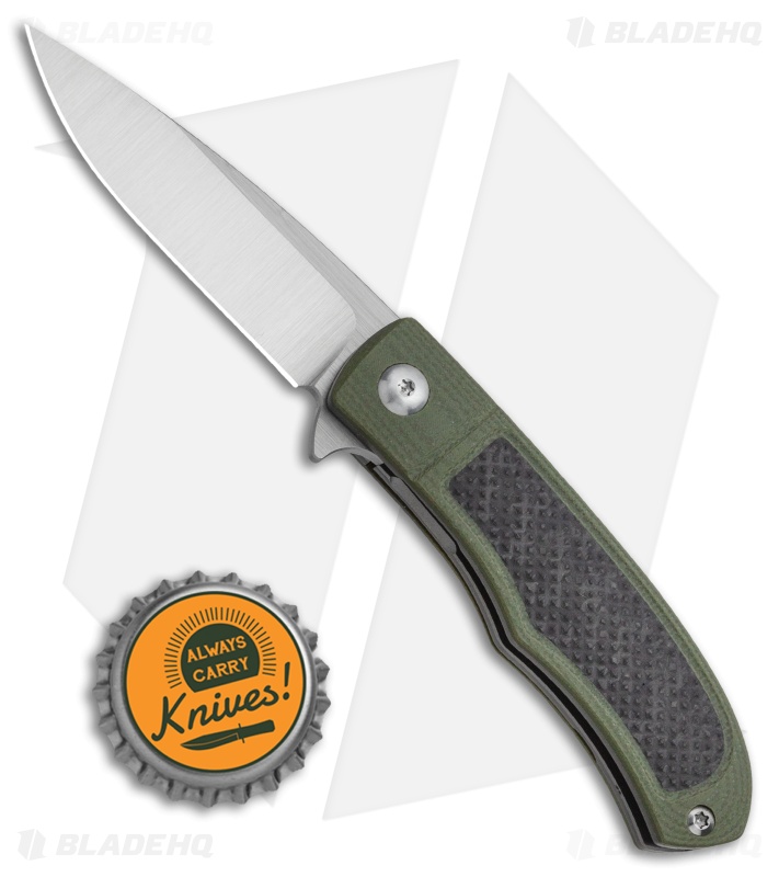 Ohlone Knives Rumsen Liner Lock Knife OD Green/Carbon Fiber (2.5" Satin)