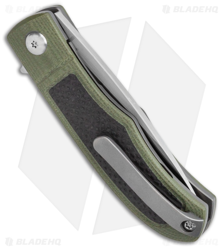 Ohlone Knives Rumsen Liner Lock Knife OD Green/Carbon Fiber (2.5" Satin)