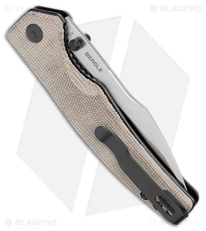 OKnife Beagle  Liner Lock Knife Olive Green Micarta (3.3" Satin) 