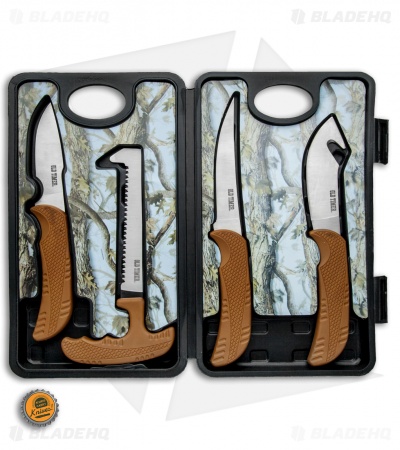Schrade Old Timer Hunting Kit w/ Storage Case Brown ABS (4 Piece)1085934
