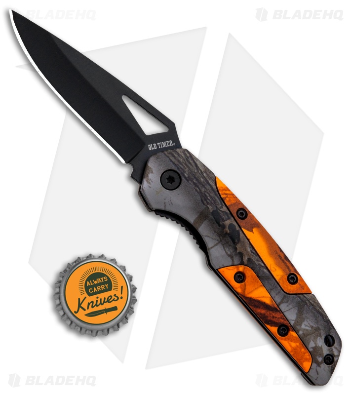 Old Timer Badger Liner Lock Knife Snowblind Camo (3" Black) OTP17-7CP
