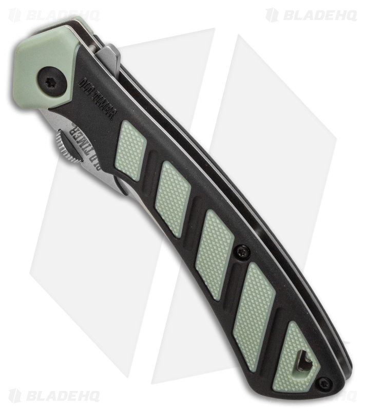 Old Timer Replaceable Blade Knife Black/Green Rubber FRN (2.75" Satin)