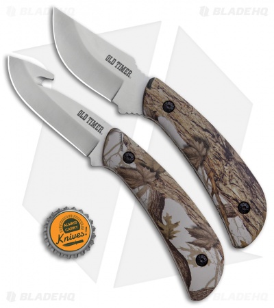 Schrade Old Timer Snowblind Camo Fixed Blade Hunting Knife Combo Set (2 Piece)