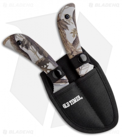 Schrade Old Timer Snowblind Camo Fixed Blade Hunting Knife Combo Set (2 Piece)