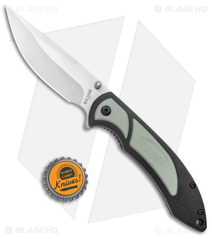 Old Timer Trail Boss Liner Lock Knife Black/Green Polymer (3.5" Satin)