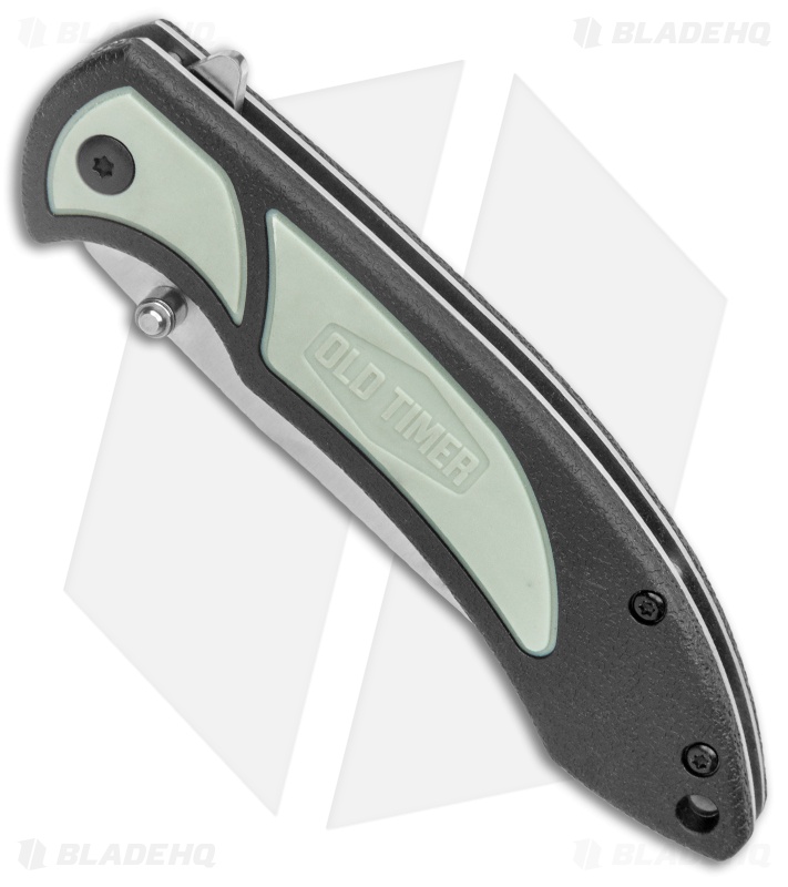 Old Timer Trail Boss Liner Lock Knife Black/Green Polymer (3.5" Satin)