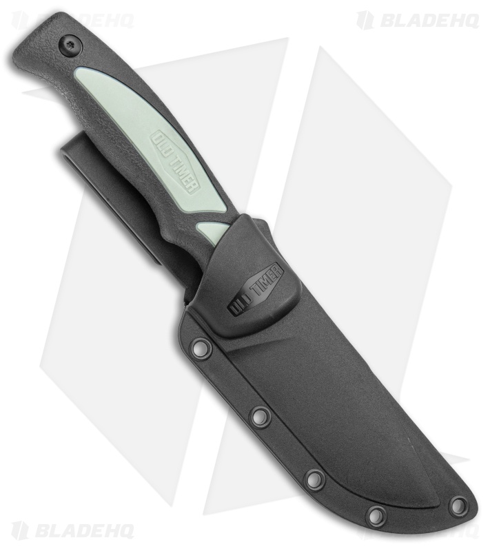 Old Timer Trail Boss Caping Fixed Blade  Knife Black/Green Polymer (4" Satin)