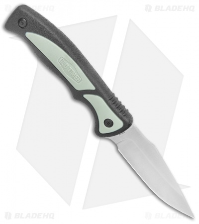 Old Timer Trail Boss Caping Fixed Blade  Knife Black/Green Polymer (4" Satin)