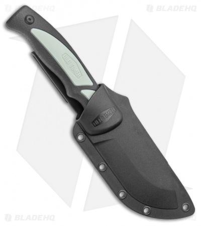 Old Timer Trail Boss Gut Hook Fixed Blade Knife Black/Green Polymer (4" Satin)