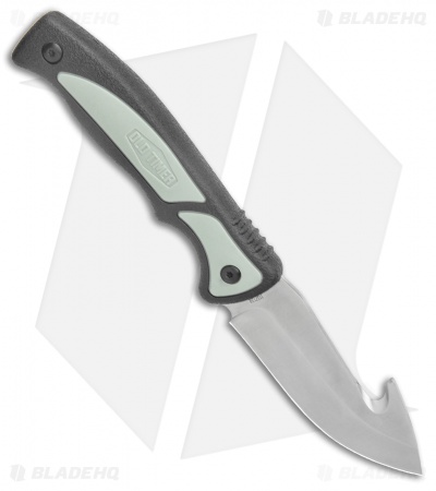 Old Timer Trail Boss Gut Hook Fixed Blade Knife Black/Green Polymer (4" Satin)