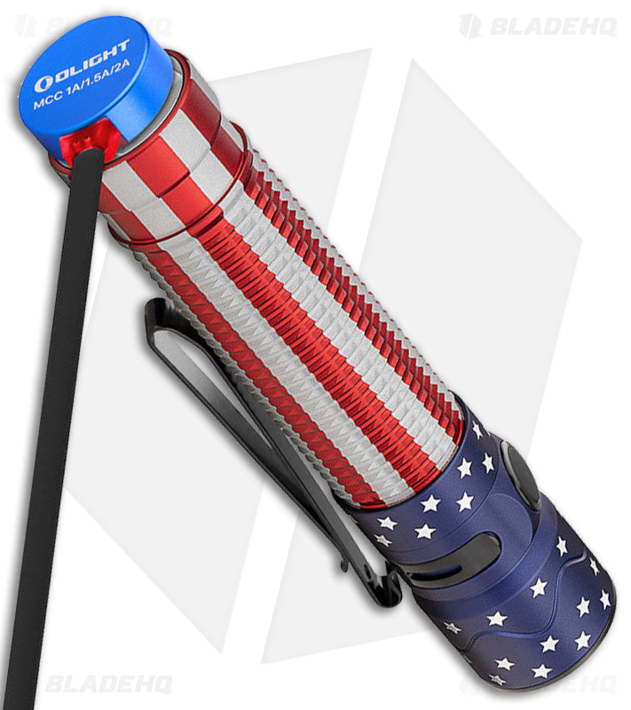 Olight Warrior Mini 2 Flashlight - Stars & Stripes - Blade HQ