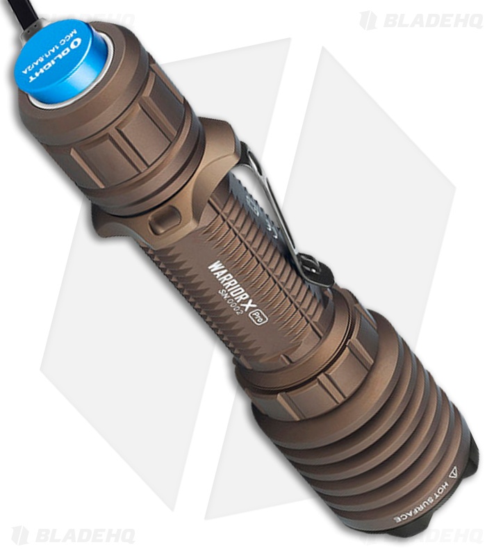 Olight Warrior X Pro Flashlight Desert Tan (2100 Lumens) - Blade HQ