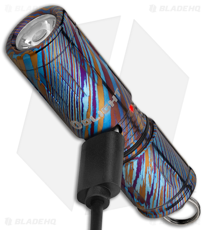 Olight iXV Rechargeable LED Keychain Flashlight Titanium Damascus