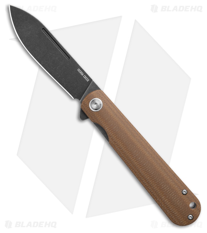 Ontario Ischua Creek Knife Brown G-10 Black Stonewash