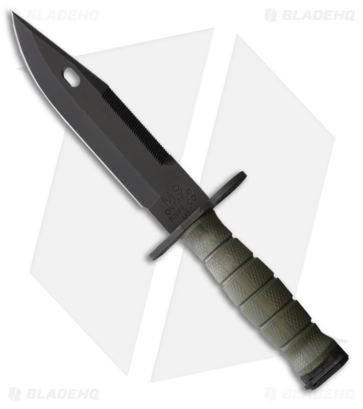 Ontario M-9 Combat Fixed Blade OD Green TPR (7.00" Black W/Scabbard)