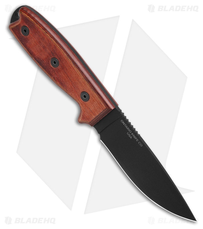 Ontario RAT-3  Fixed Blade Knife Laminated Wood (3.9" Black Powder Coat)