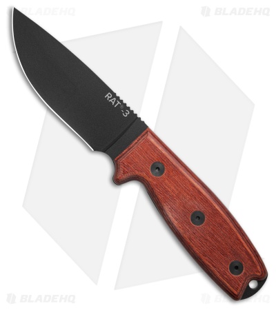 Ontario RAT-3  Fixed Blade Knife Laminated Wood (3.9" Black Powder Coat)