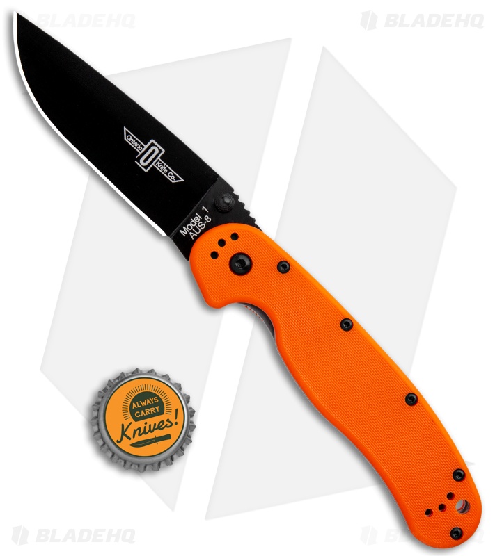 88年製 Pro Co RAT1 Black Face Ontario RAT Model 1 Knife Orange - AUS-8 Black - Blade HQ