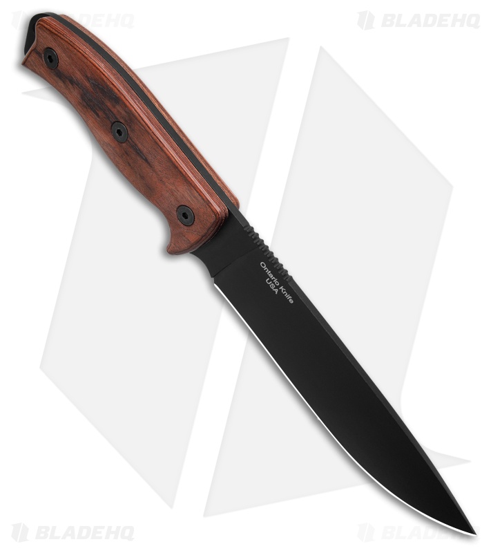 Ontario Rat-7 Adventurer Fixed Blade Knife Laminate Wood (7" Black Powder Coat)