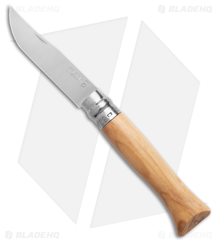 Opinel Knives No. 09 Olive Wood Folding Knife Stainless (3.50" Satin)